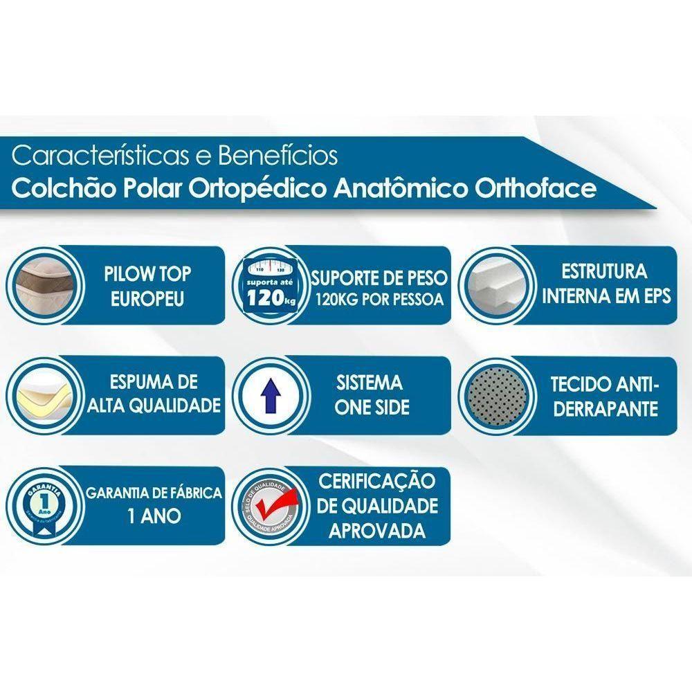 Cama Box Solteiro: Colchão Anatômico Polar D28/EP Orthoface + Base CRC Rústico Clean(88x188) - 3