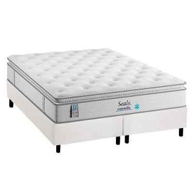 Cama Box Queen: Colchão Molas Ensacadas Plumatex MasterPocket Confortgel + Base CRC Courano White(158x198)