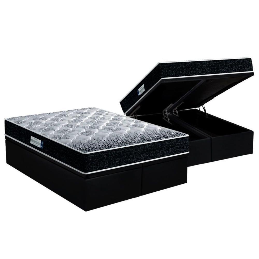 Cama Box Baú King: Colchão Ortopédico Probel D33 / Ep Prodormir Tech1500 + Base Preto(193X203) - 1