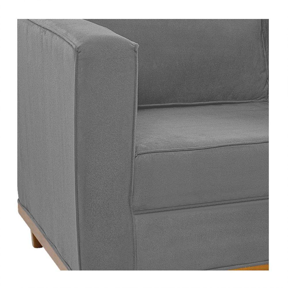 Sofá 2 Lugares Europa Suede Cinza - 3