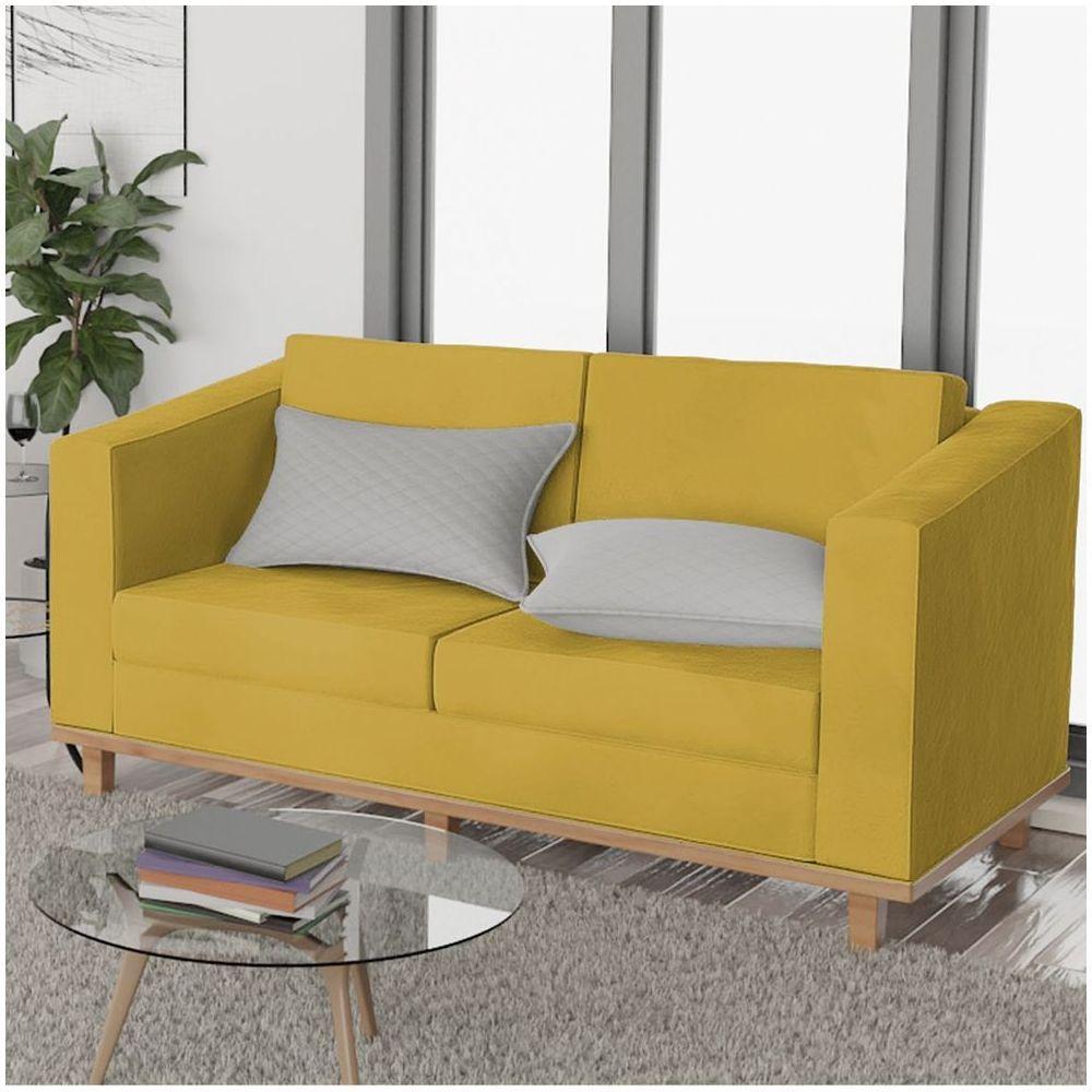 Sofá 2 Lugares Europa Suede Amarelo - 6