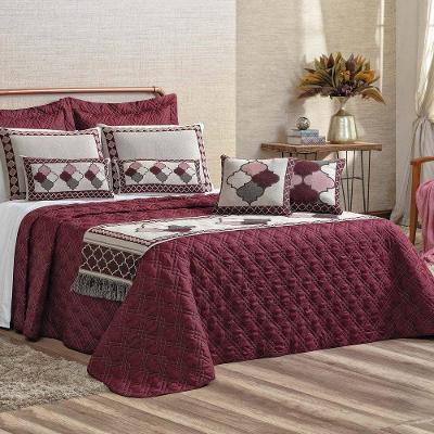 Kit Cobre Leito Turin Casal Queen 14 Peças 180 Fios 100% Poliéster - Vinho