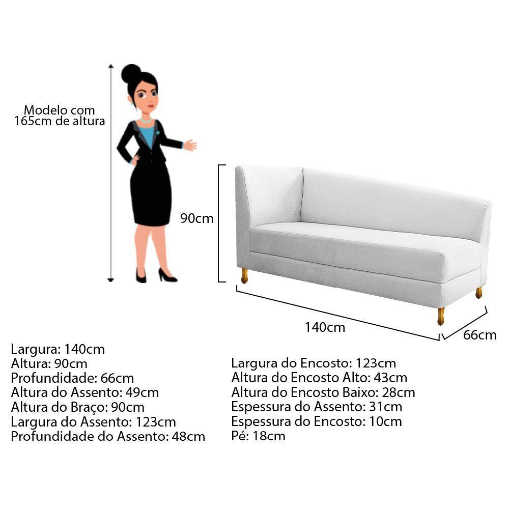 Recamier Valéria 140cm Lado Esquerdo Suede Branco Doce Sonho - 2