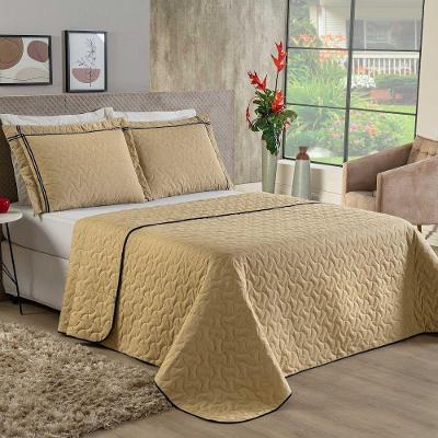 Cobre Leito Queen 3 Peças Bella Malha 100% Algodão - Cappuccino