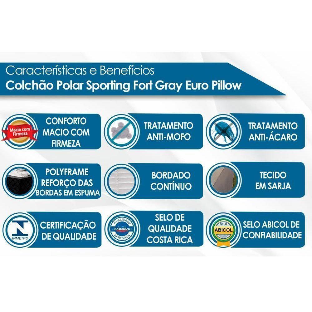 Cama Box Casal: Colchão Molas MasterPocket Ensacadas Polar   Sporting + Base CRC Rústico Black(138x188) - 2