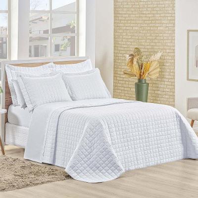 Kit Cobre Leito Montreal Casal Queen 3 Peças Percal 150 Fios 100% Algodão - Branco