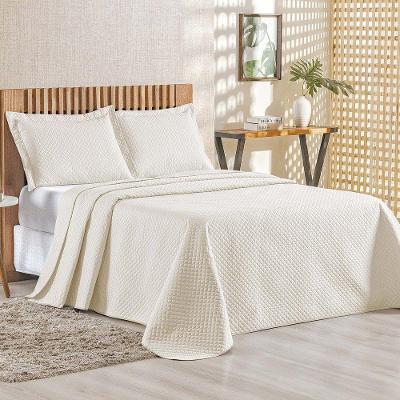 Kit Cobre Leito Bouti Mavie Geométrico Queen 3 Peças 100% Poliéster - Marfim