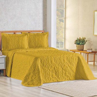 Kit Cobre Leito Bouti Mavie Floral Queen 3 Peças 100% Poliéster - Açafrão