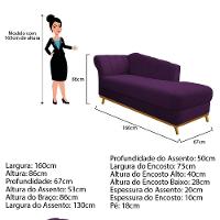 Recamier Vanessa 160cm Lado Esquerdo Suede Roxo Doce Sonho - 3