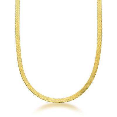 Colar Choker Fita Laminada 4mm Banhada Ouro 18k - 35cm