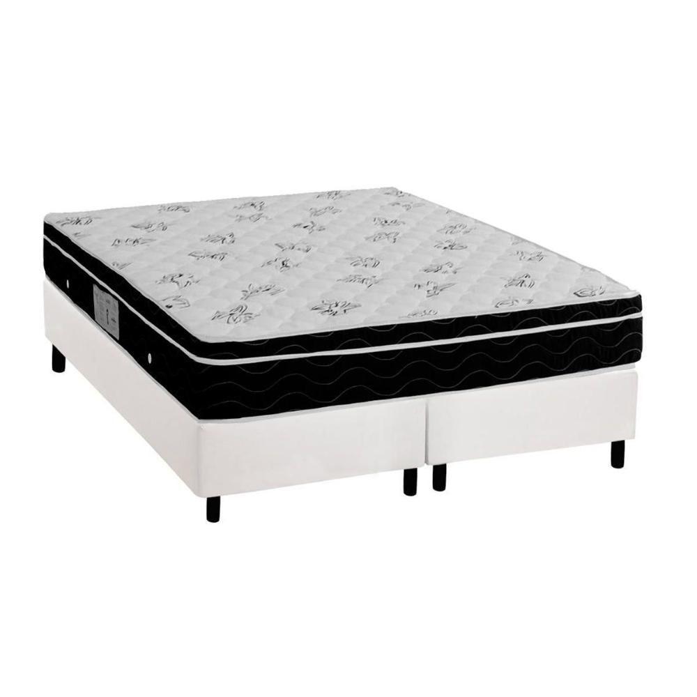 Cama Box Queen: Colchão Molas Ortobom Nanolastic Physical Spring + Base CRC Courano White(158x198) - 1