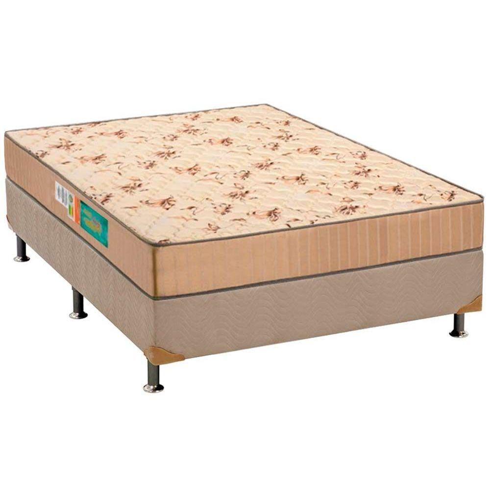 Cama Box Casal: Colchão Espuma D33 Polar Pérola + Base CRC Suede Clean(138x188) - 1