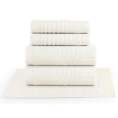 Jogo De Banho Dunna Fio Penteado Relevo Dunas 05 Peças 100% Algodão - Off White