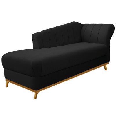 Recamier Vanessa 160cm Lado Esquerdo Suede Preto Doce Sonho