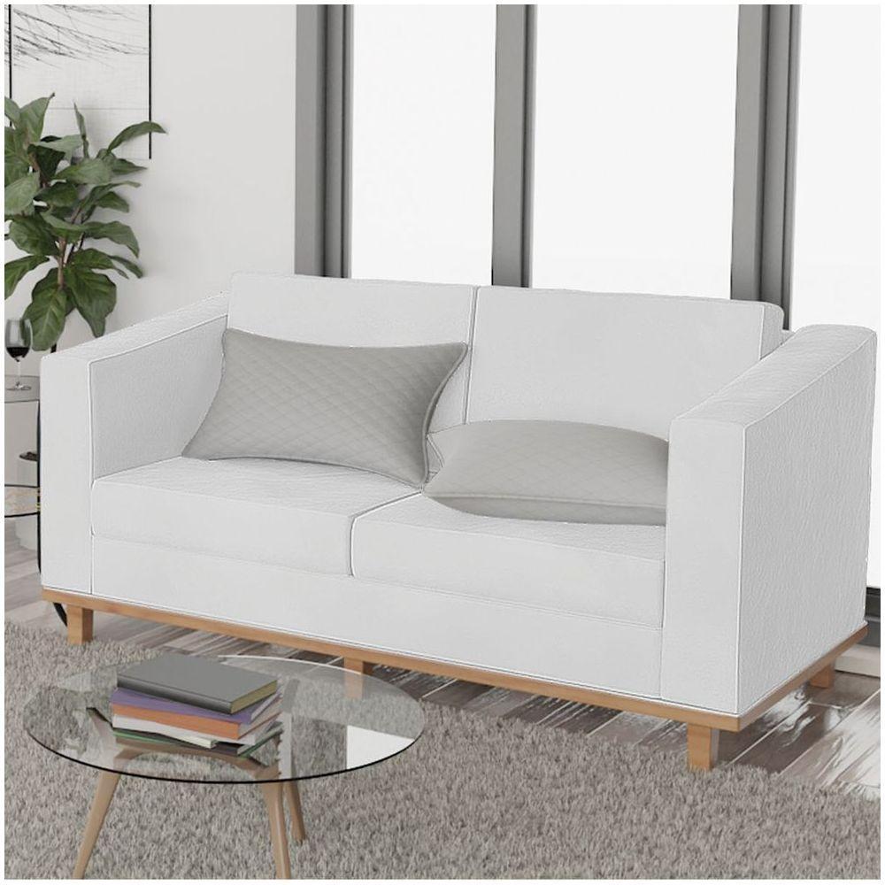 Sofá 2 Lugares Europa Suede Branco - 5