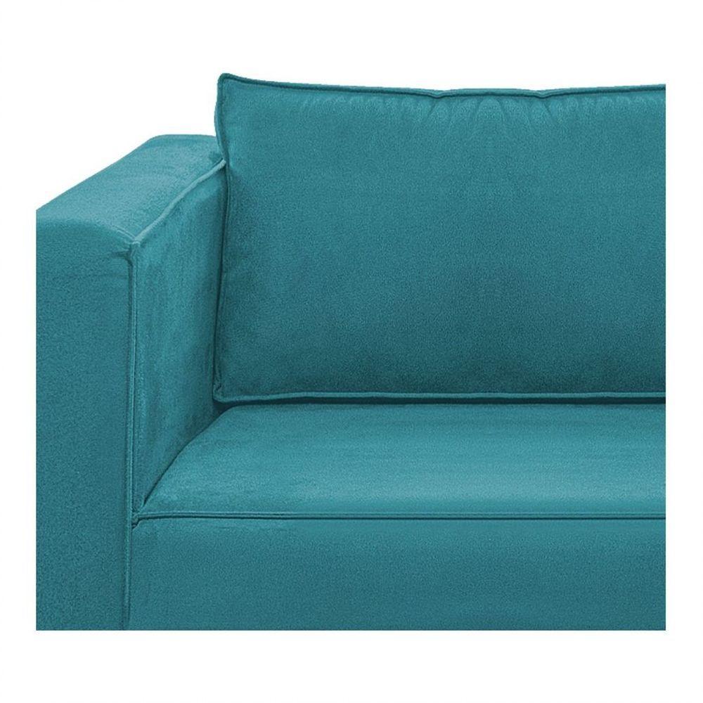 Sofá 2 Lugares Europa Suede Azul Turquesa - 5