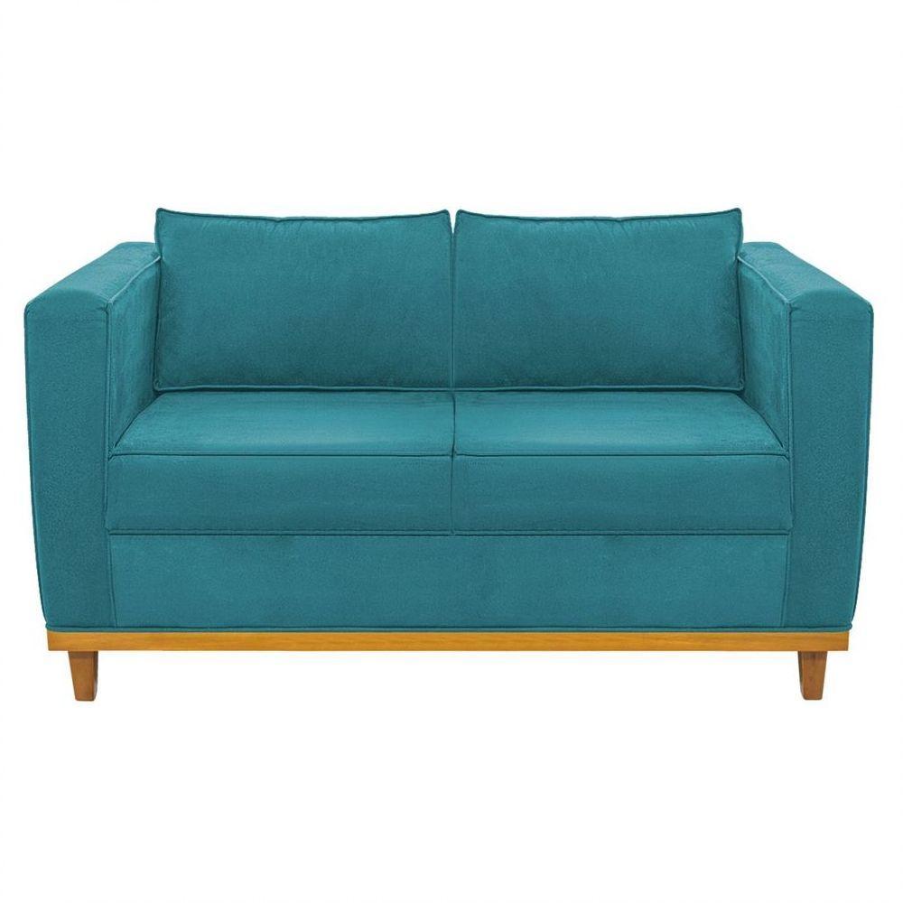 Sofá 2 Lugares Europa Suede Azul Turquesa - 8