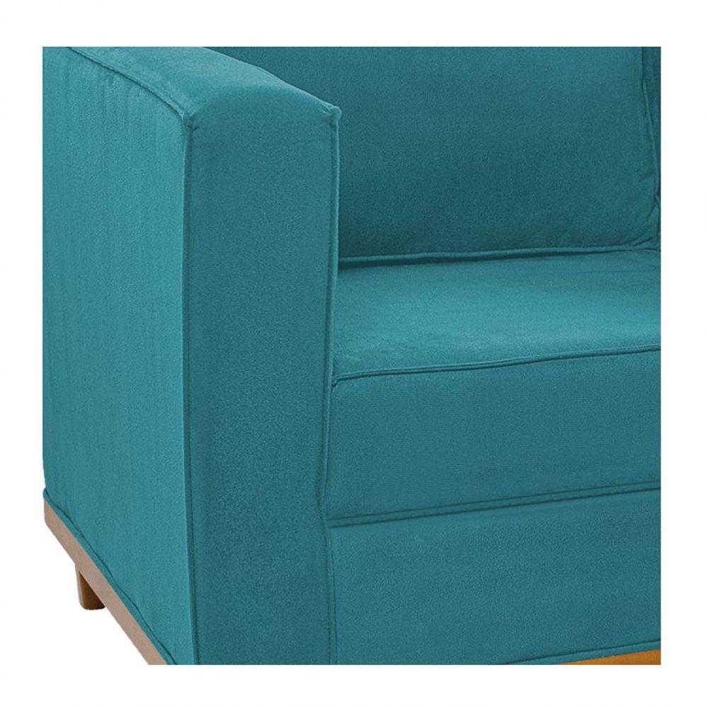 Sofá 2 Lugares Europa Suede Azul Turquesa - 10