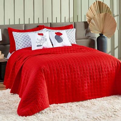 Kit Colcha Matelassê Percal 300 Fios Basic Queen 07 Peças 100% Poliéster - Vermelho Lady