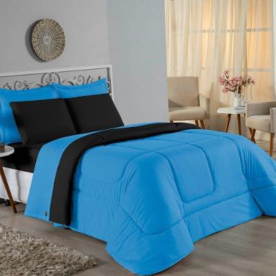 Edredom Queen Nobre 1 Peça Dupla Face 2,20m X 2,40m Malha 100% Algodão - Turquesa / Preto