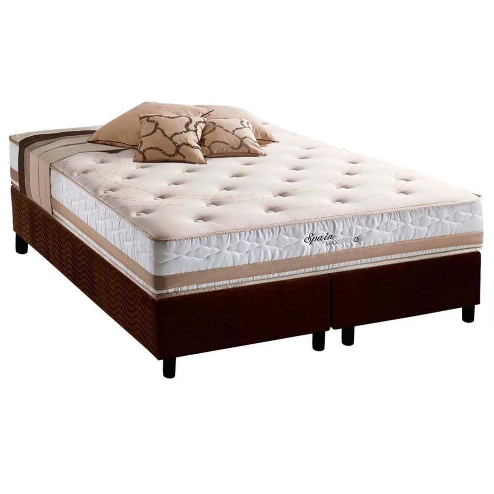 Cama Box Queen: Colchão Molas Herval Maxspring Spain + Base Crc Suede Brown(158X198) - 1
