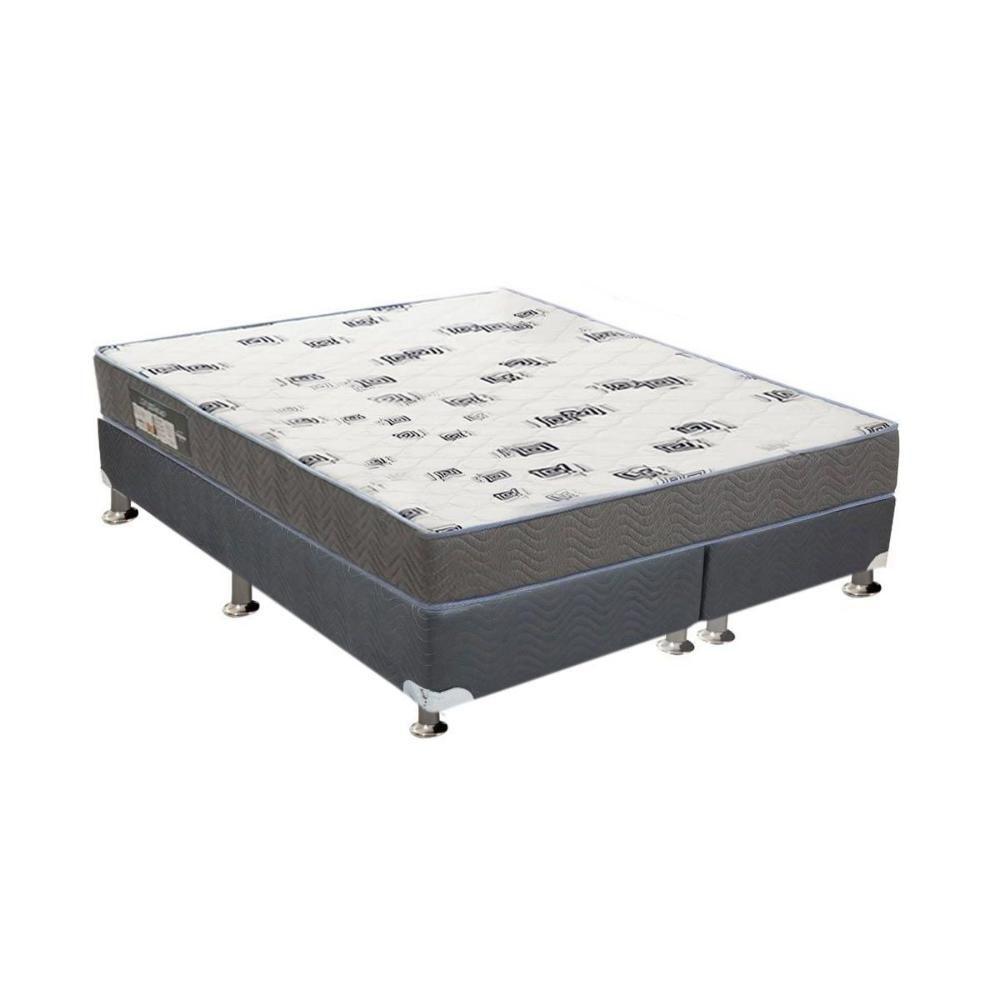 Cama Box Queen: Colchão Espuma Ortobom D33 Light + Base CRC Suede Gray(158x198) - 1