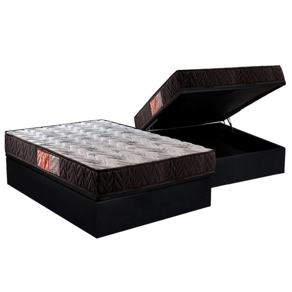 Cama Box Baú Casal: Colchão Espuma Paropas D23 Pasquale + Base CRC Suede Black(138x188) - 1