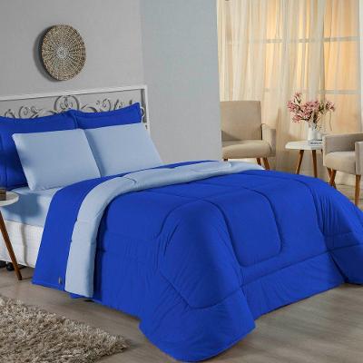 Edredom Queen Nobre 1 Peça Dupla Face 2,20m X 2,40m Malha 100% Algodão - Royal / Azul-bebê
