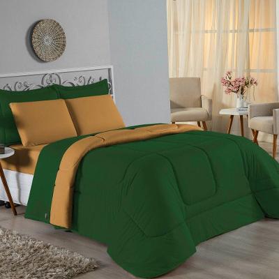 Edredom Queen Nobre 1 Peça Dupla Face 2,40m X 2,60m Malha 100% Algodão - Verde-bandeira / Cobre