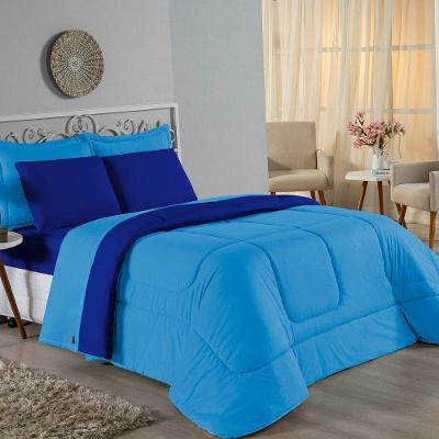 Edredom Queen Nobre 1 Peça Dupla Face 2,40m X 2,60m Malha 100% Algodão - Turquesa / Royal