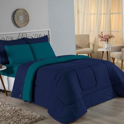 Edredom Queen Nobre 1 Peça Dupla Face 2,20m X 2,40m Malha 100% Algodão - Azul-marinho / Petróleo