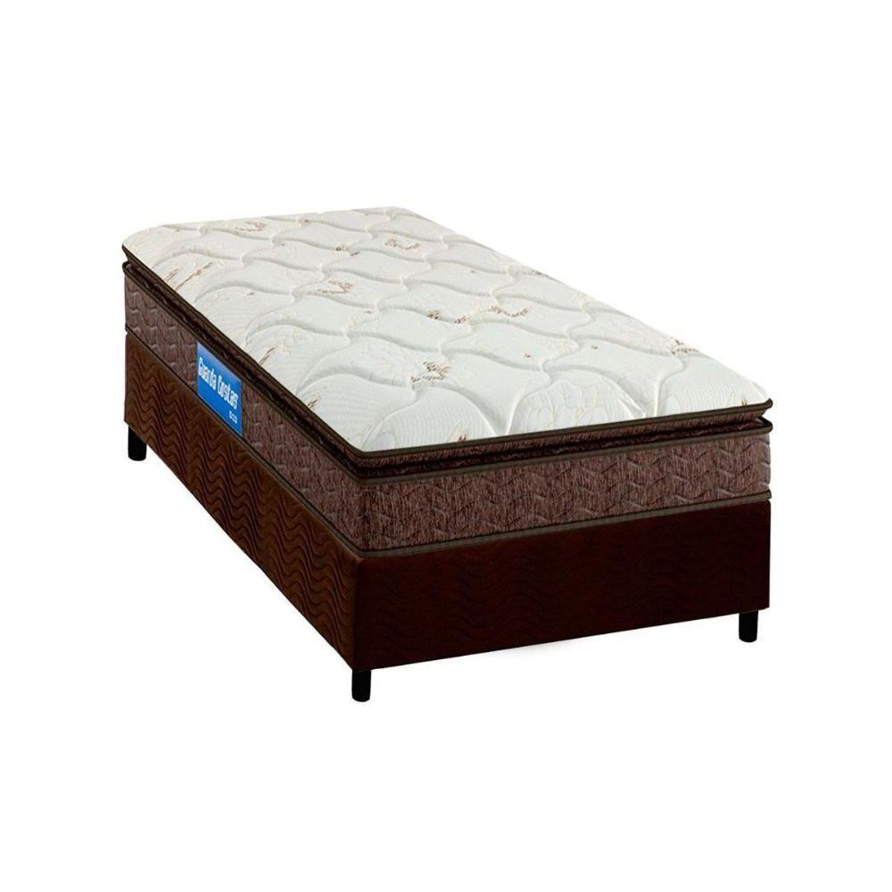 Cama Box Solteiro: Colchão Espuma D33 Probel Guarda Costas Plus + Base CRC Suede Brown(88x188) - 1