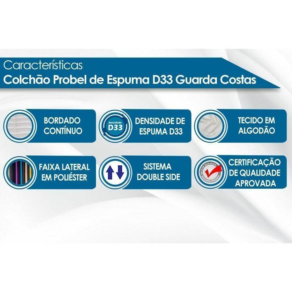 Cama Box Solteiro: Colchão Espuma D33 Probel Guarda Costas Plus + Base CRC Suede Brown(88x188) - 4