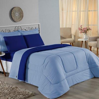 Edredom Queen Nobre 1 Peça Dupla Face 2,40m X 2,60m Malha 100% Algodão - Azul-bebê / Royal