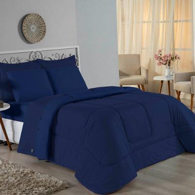Edredom King Nobre 1 Peça Dupla Face 2,50m X 2,90m Malha 100% Algodão - Azul-marinho
