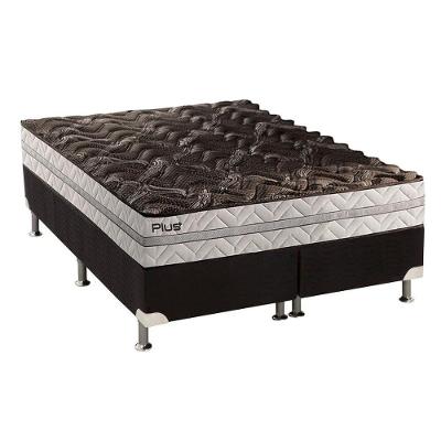 Cama Box Queen: Colchão Espuma D33 Paropas Pasquale Plus + Base CRC Suede Black(158x198)