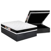 Cama Box Baú Casal: Colchão Espuma D45 Castor Black e White Air Double Face + Base CRC Suede Gray(138x188) - 1