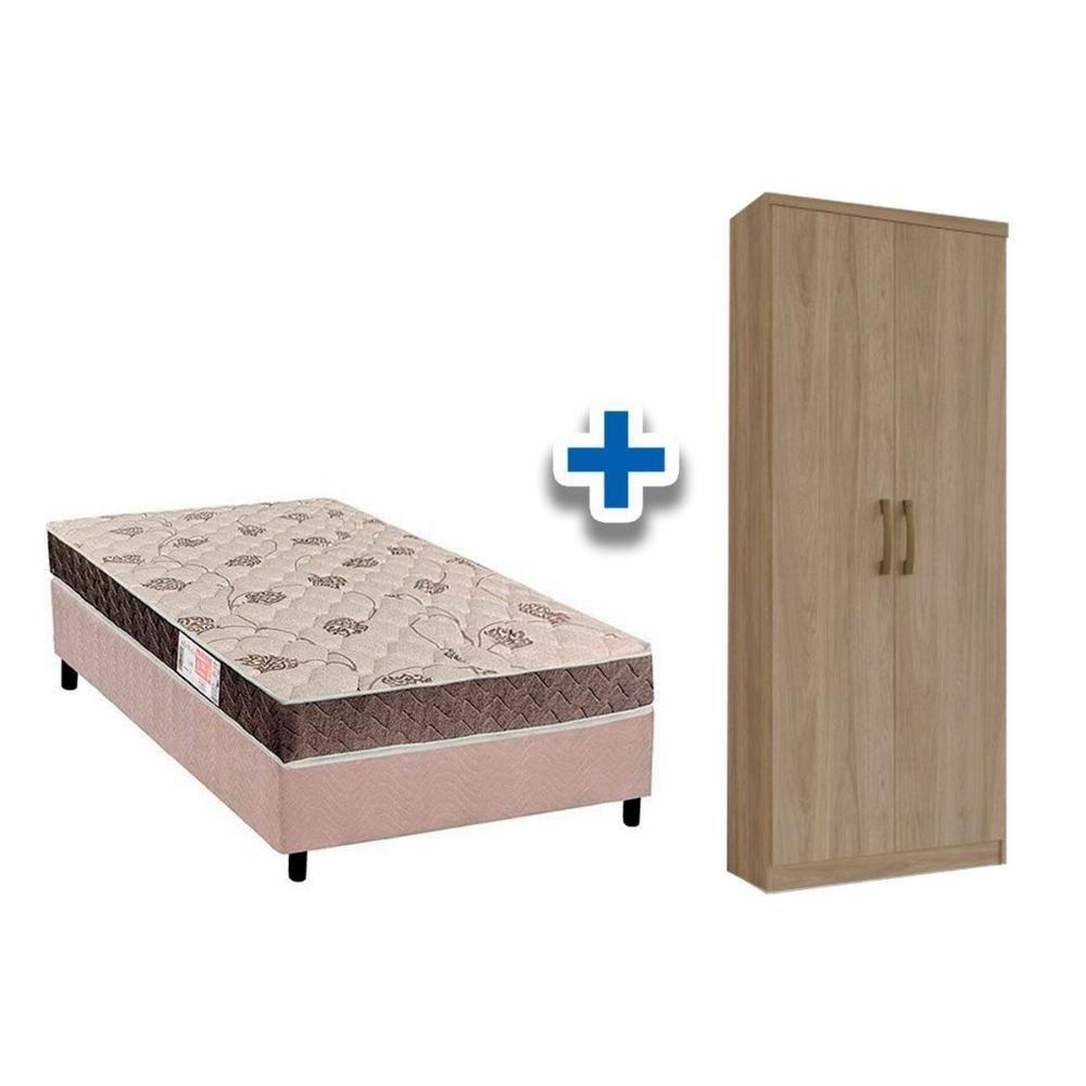Cama Box Solteiro CRC + Colchão D28 Orthoflex + Armário Multiuso Margarida Rústico - 1