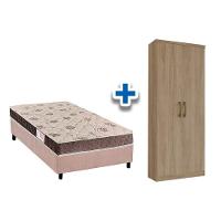 Cama Box Solteiro CRC + Colchão D28 Orthoflex + Armário Multiuso Margarida Rústico - 1