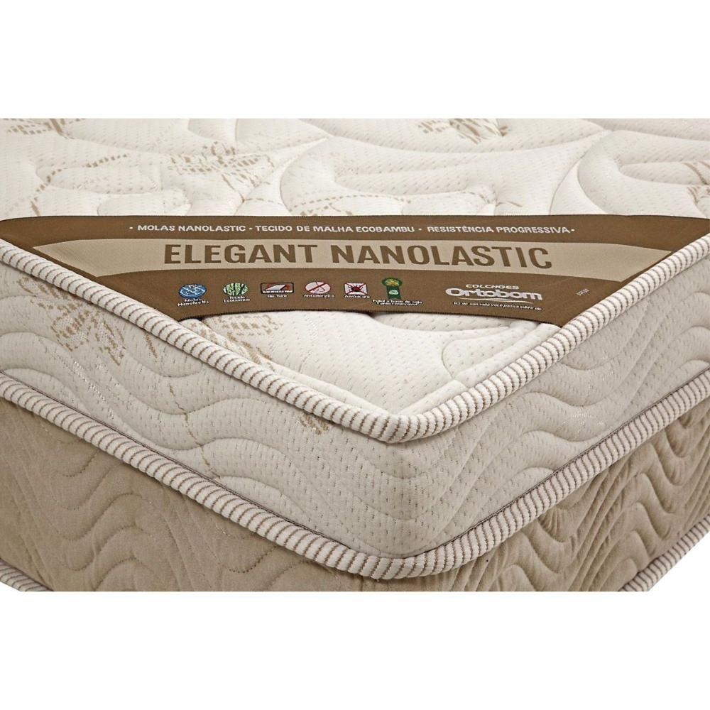 Cama Box King: Colchão Molas Ortobom Nanolastic Elegant + Base CRC Suede Bege(193x203) - 4