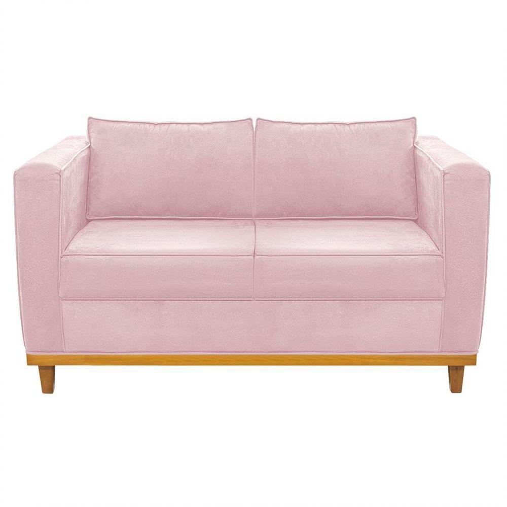 Sofá 2 Lugares Europa Suede Rosa Bebê - 7