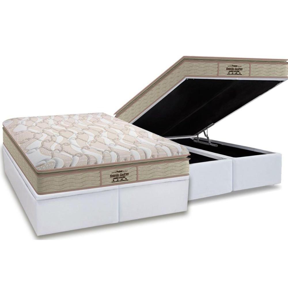 Cama Box Baú King: Colchão Espuma Probel D33 / Ag65 Extreme Pillow Top + Base White(193X203) - 1