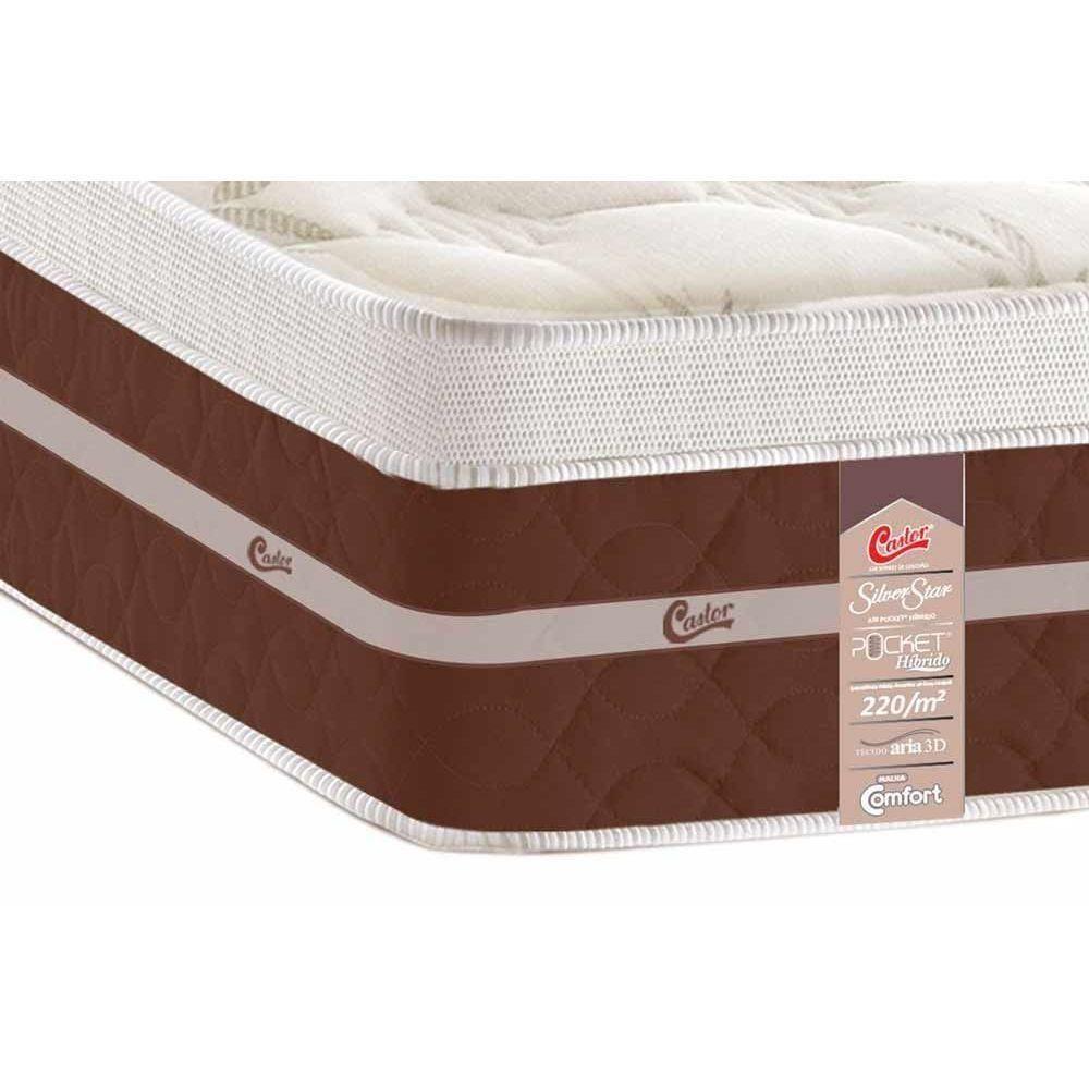 Cama Box Baú Casal: Colchão Molas Ensacadas Castor Pocket Silver Star Air Híbrido + Base CRC Courano Black(138x188) - 6