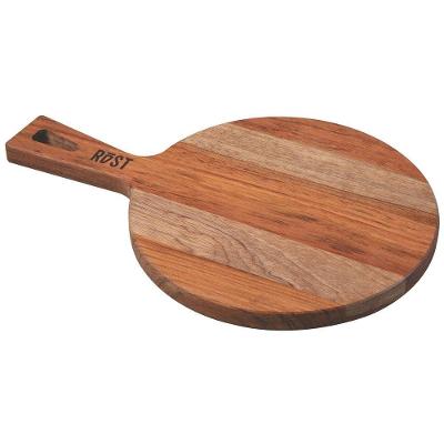 Tábua Rost Redonda Para Servir Madeira Jatobá Mesclada Cabo E Acabamento óleo 34x23 Cm