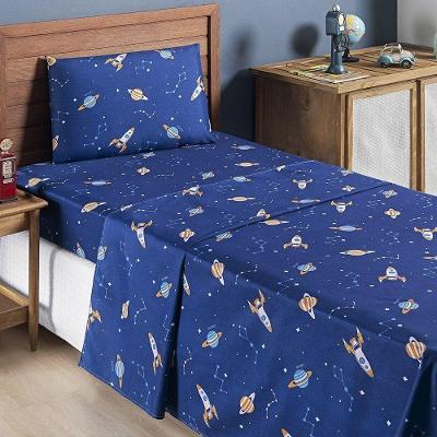 Jogo De Cama Lençol Bouti Infantil Kids Solteiro 03 Peças 100% Poliéster - Galáxia