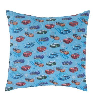 Capa De Almofada Decorativa Speed Car 1 Peça 100% Algodão - Turquesa