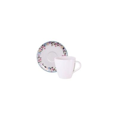 Conjunto Xícara Pires Chá Tramontina Aura Porcelana Decorada 200ml 2 Peças Tramontina