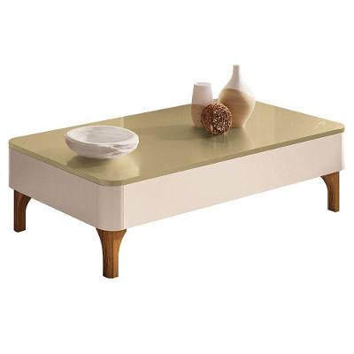 Mesa De Centro Liz Off White Champanhe - Hb Móveis