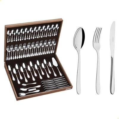 Faqueiro Tramontina Cannes Em Aço Inox Facas De Mesa Forjadas Estojo De Madeira 76 Peças 66979300