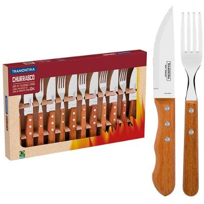 Jogo Para Churrasco Tramontina Dynamic Com Lamina Em Aço Inox E E Cabo De Madeira 12 Peças 22399063